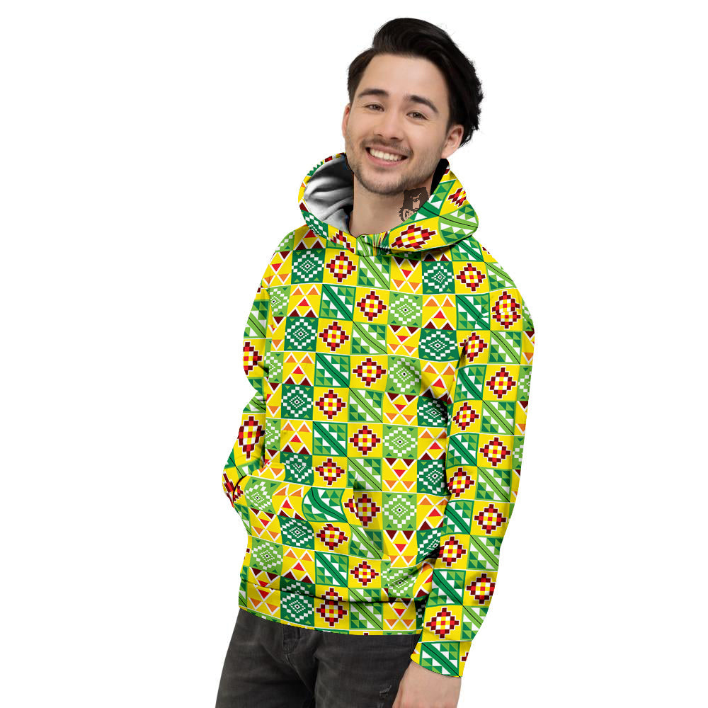 Kente Asante Print Pattern Men's Hoodie-grizzshop