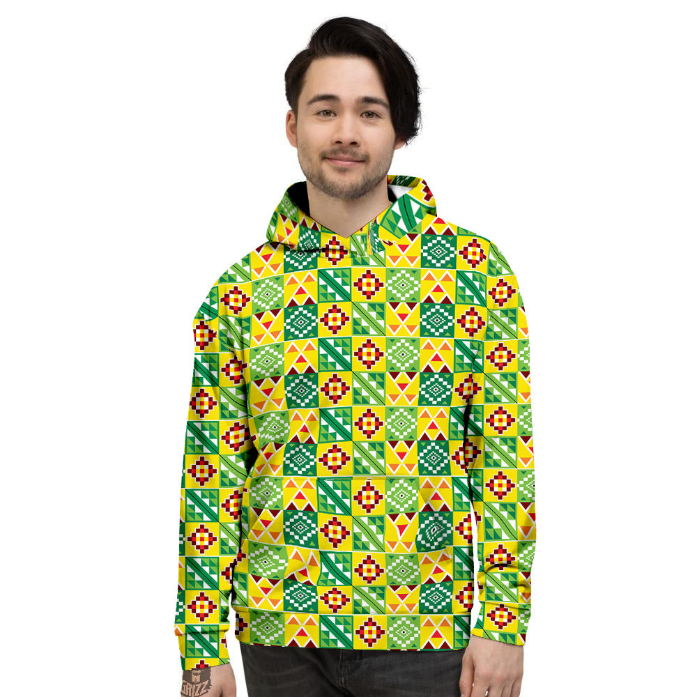 Kente Asante Print Pattern Men's Hoodie-grizzshop