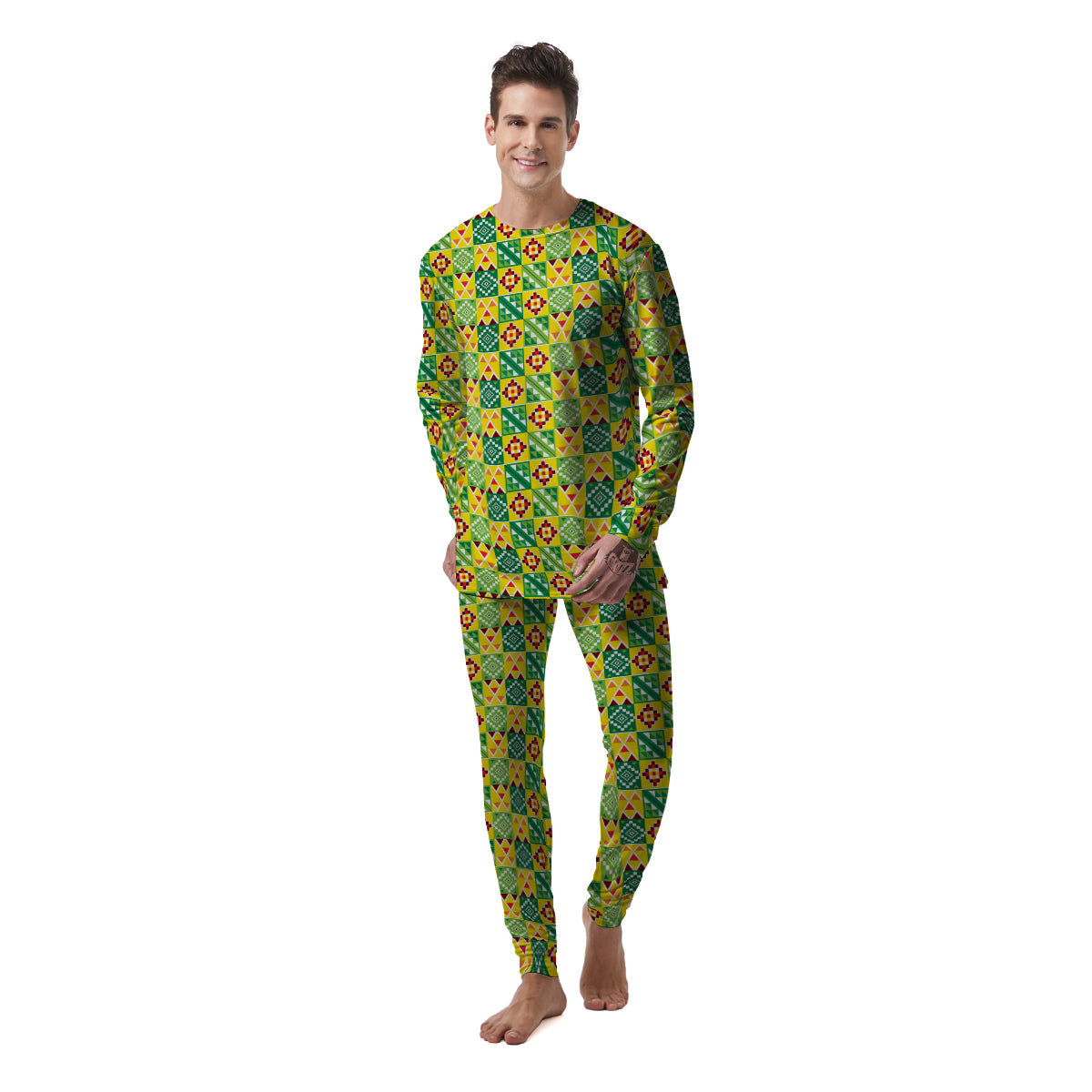 Kente Asante Print Pattern Men's Pajamas-grizzshop