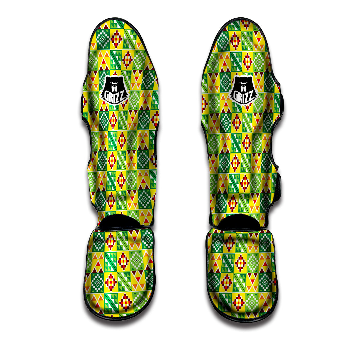 Kente Asante Print Pattern Muay Thai Shin Guards-grizzshop