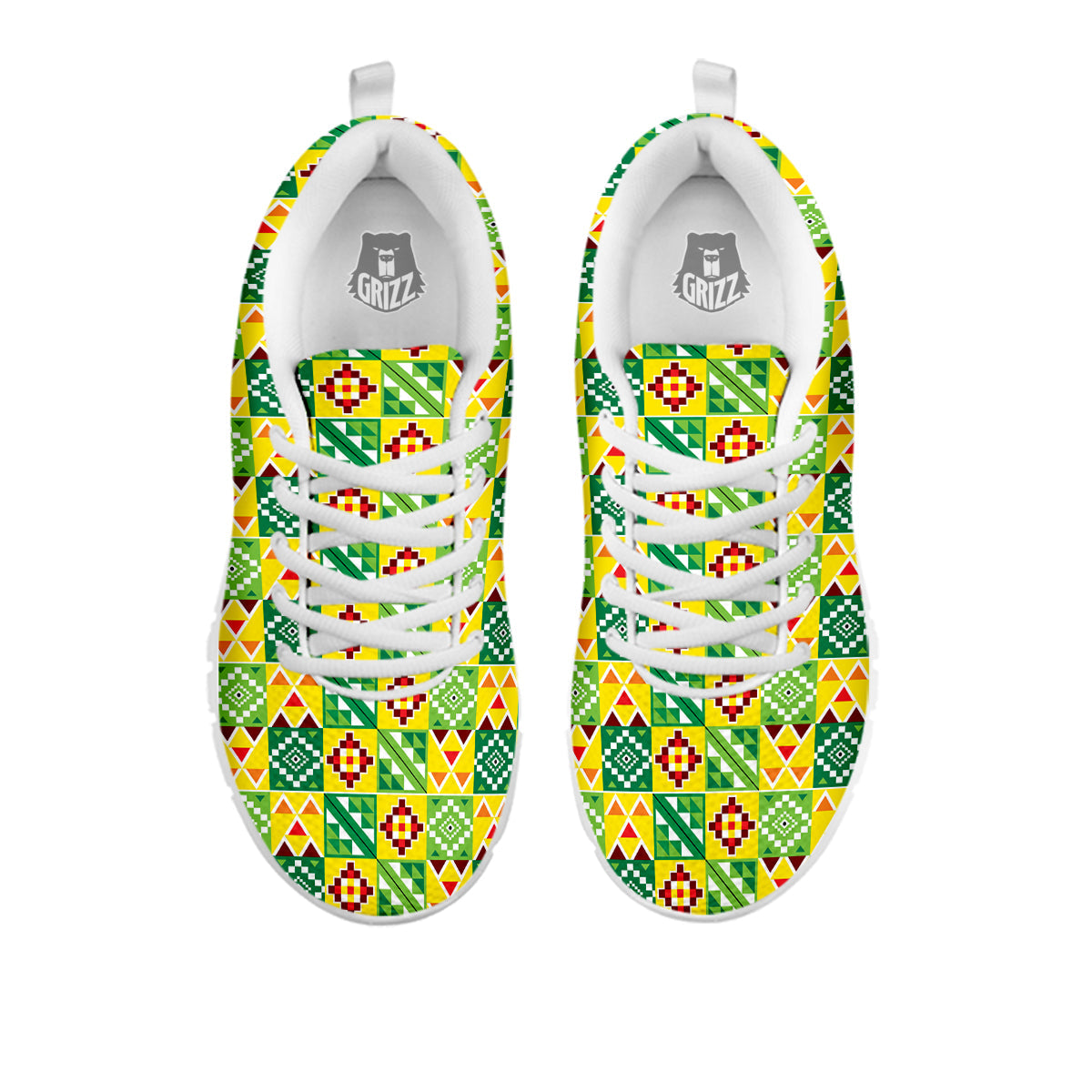 Kente Asante Print Pattern White Sneaker-grizzshop
