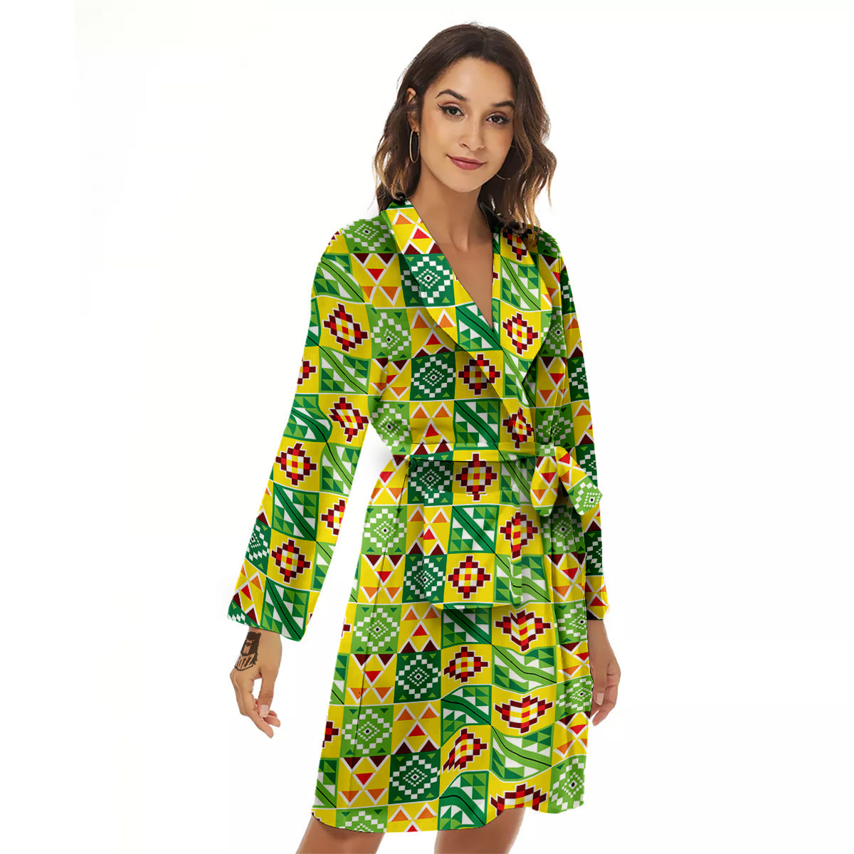 Kente Asante Print Pattern Women's Robe-grizzshop