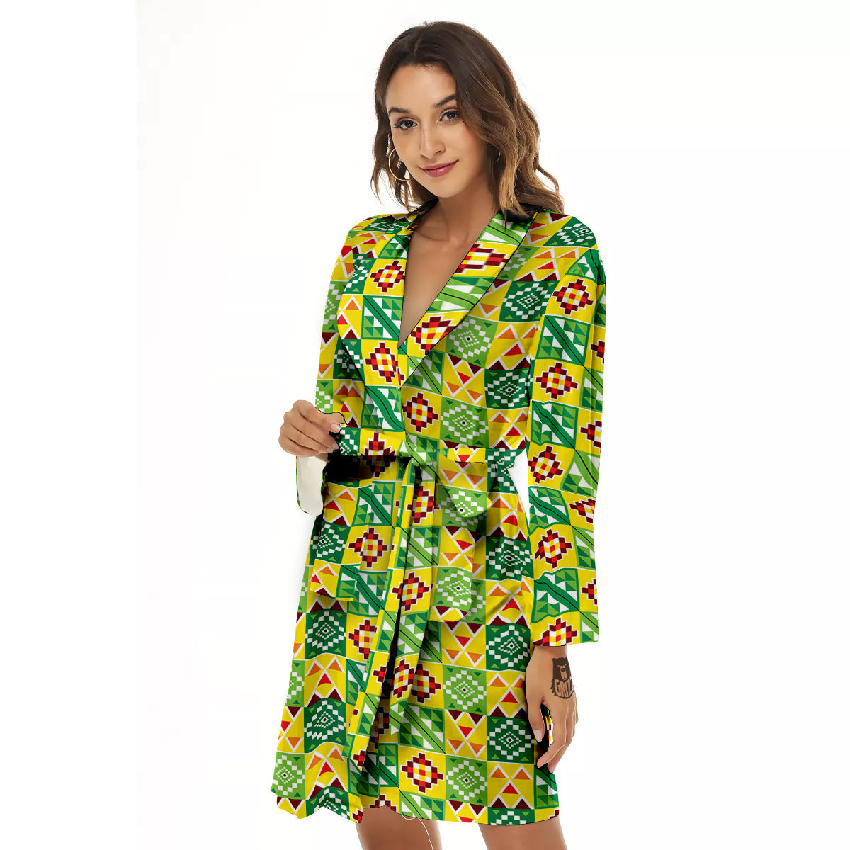Kente Asante Print Pattern Women's Robe-grizzshop