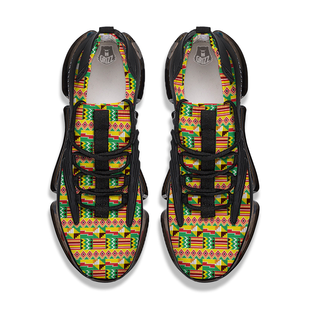 Kente Ashanti Print Pattern Black Gym Shoes-grizzshop