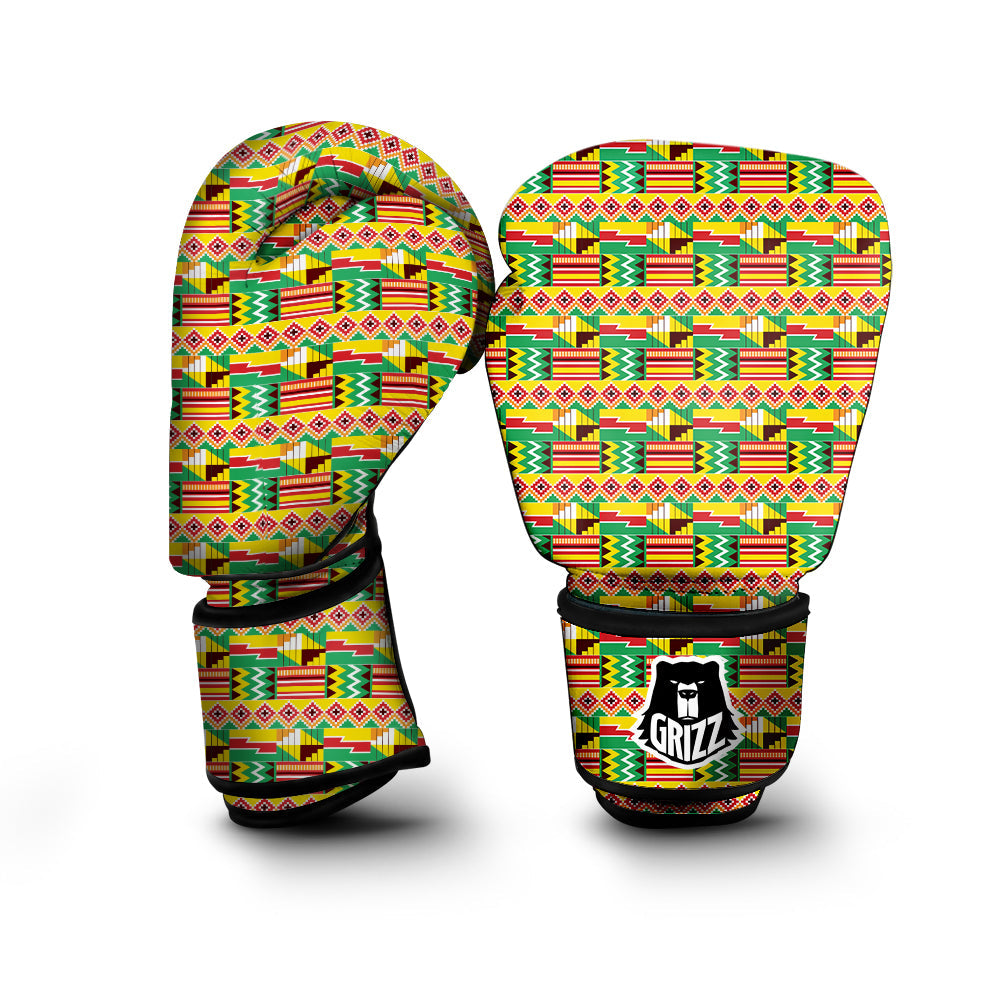 Kente Ashanti Print Pattern Boxing Gloves-grizzshop