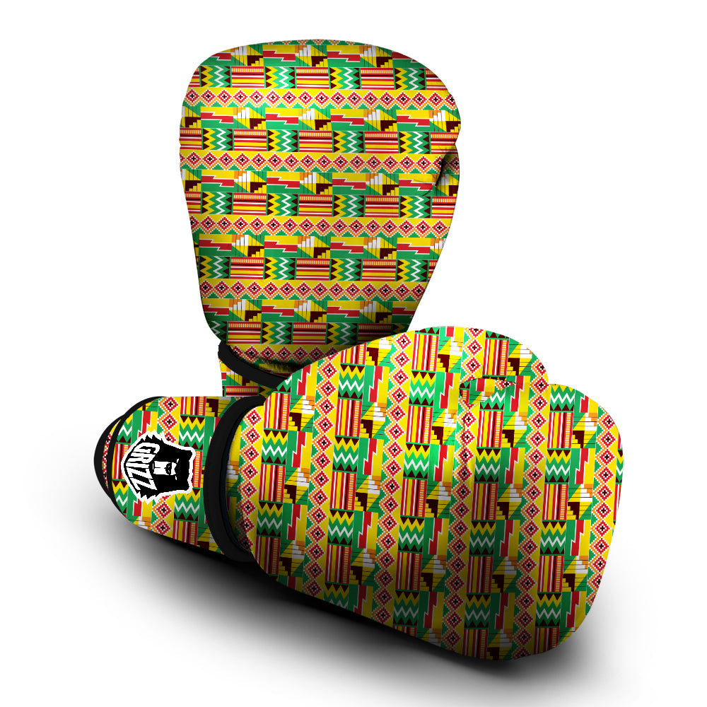 Kente Ashanti Print Pattern Boxing Gloves-grizzshop