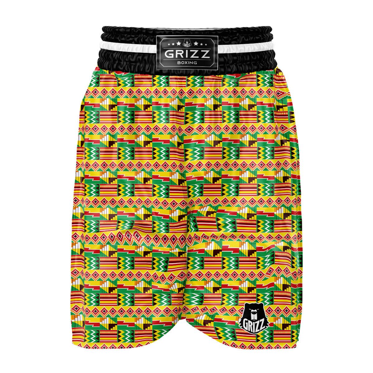 Kente Ashanti Print Pattern Boxing Shorts-grizzshop