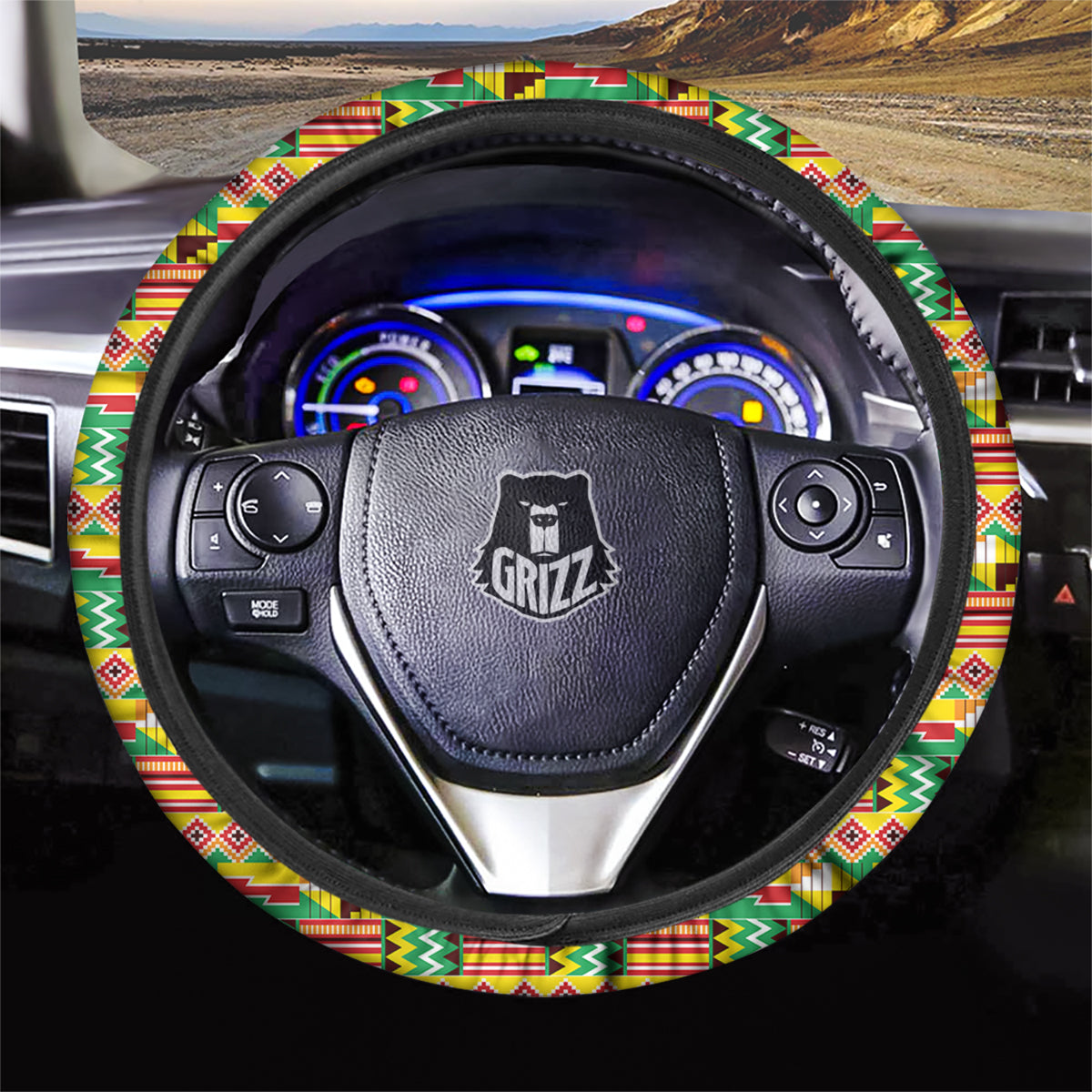 Kente Ashanti Print Pattern Car Steering Wheel Cover-grizzshop