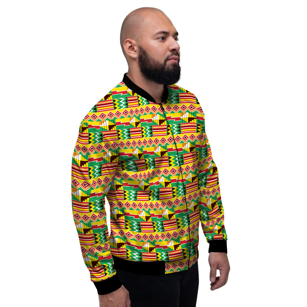 Kente Ashanti Print Pattern Men's Bomber Jacket-grizzshop