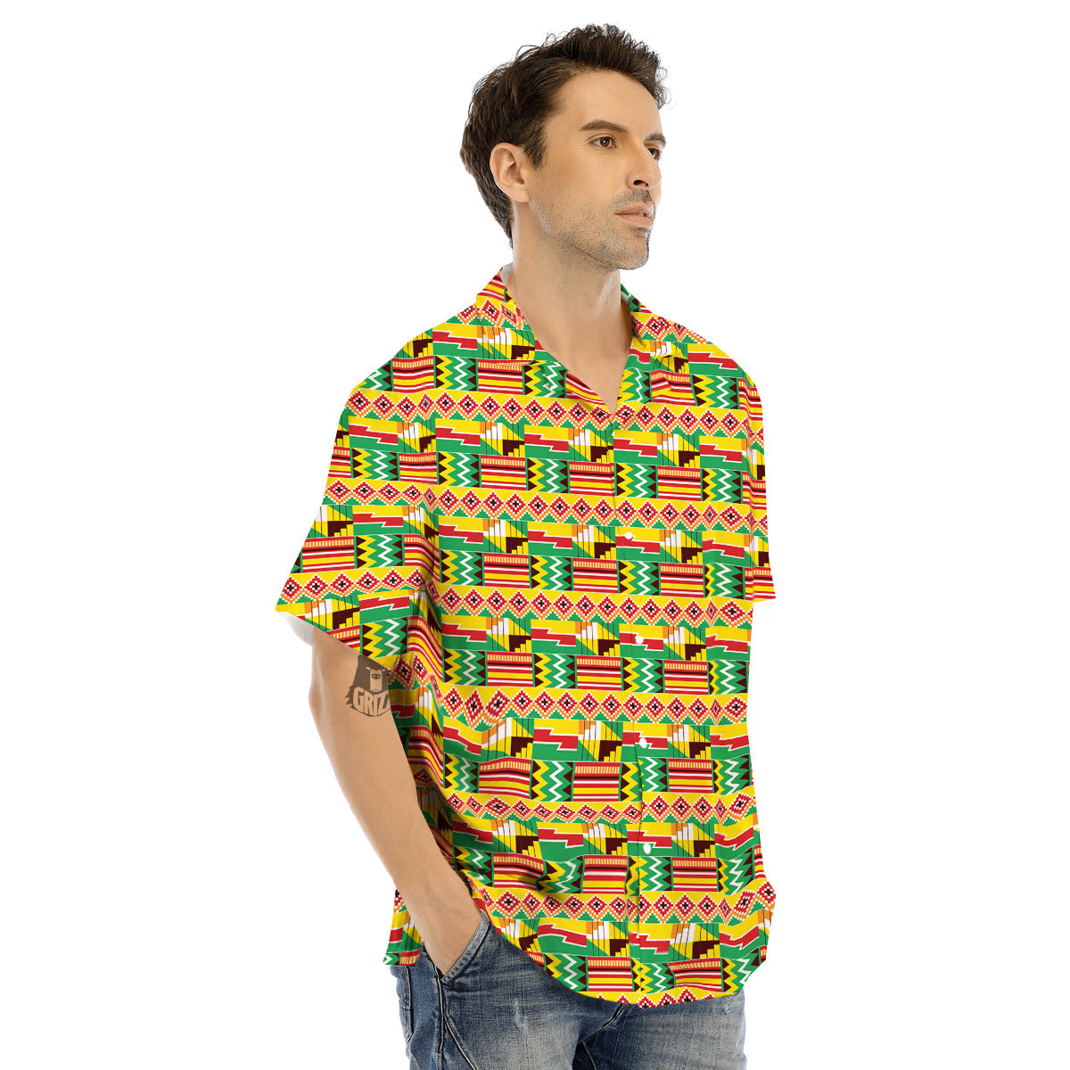 Kente Ashanti Print Pattern Men's Hawaiian Shirt-grizzshop
