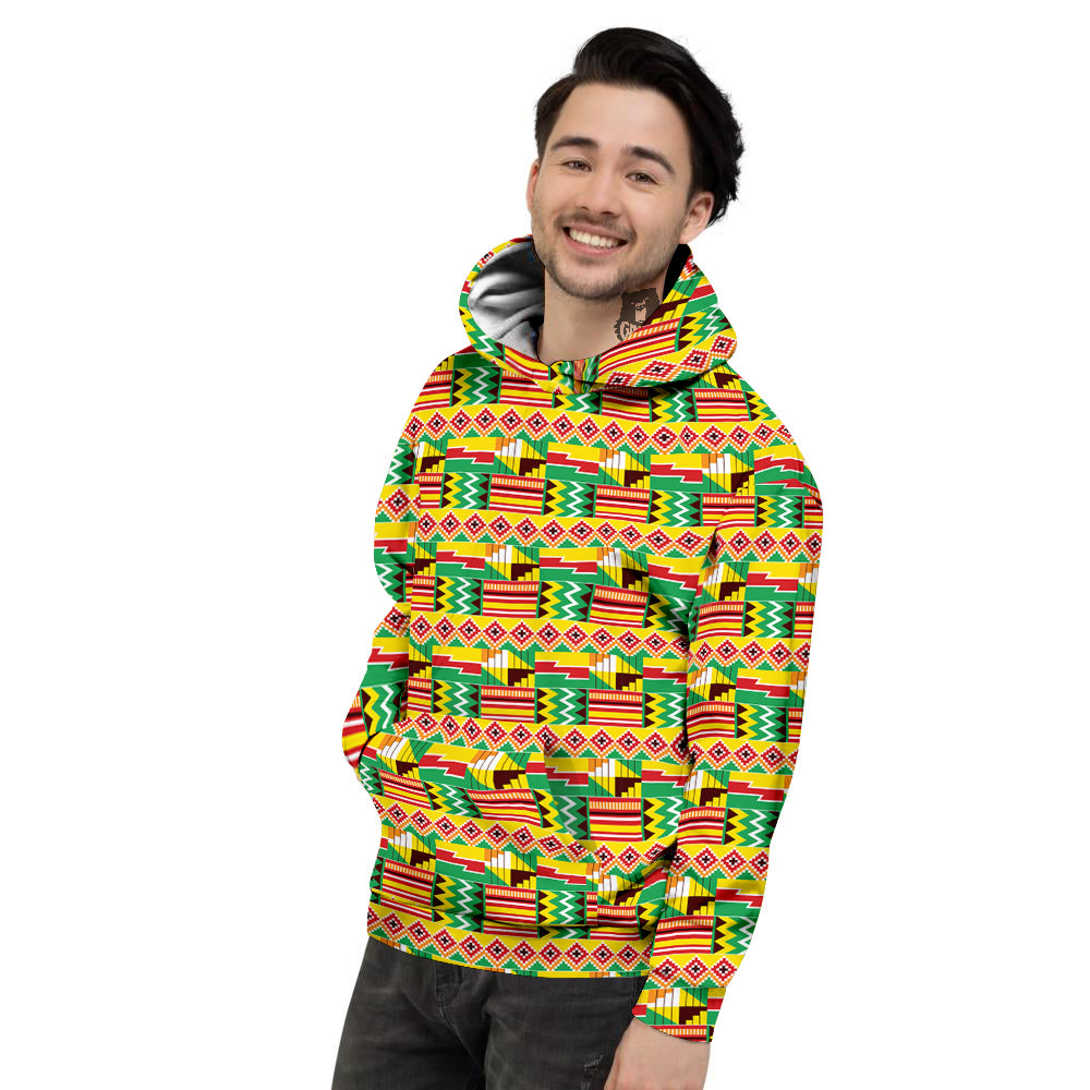 Kente Ashanti Print Pattern Men's Hoodie-grizzshop