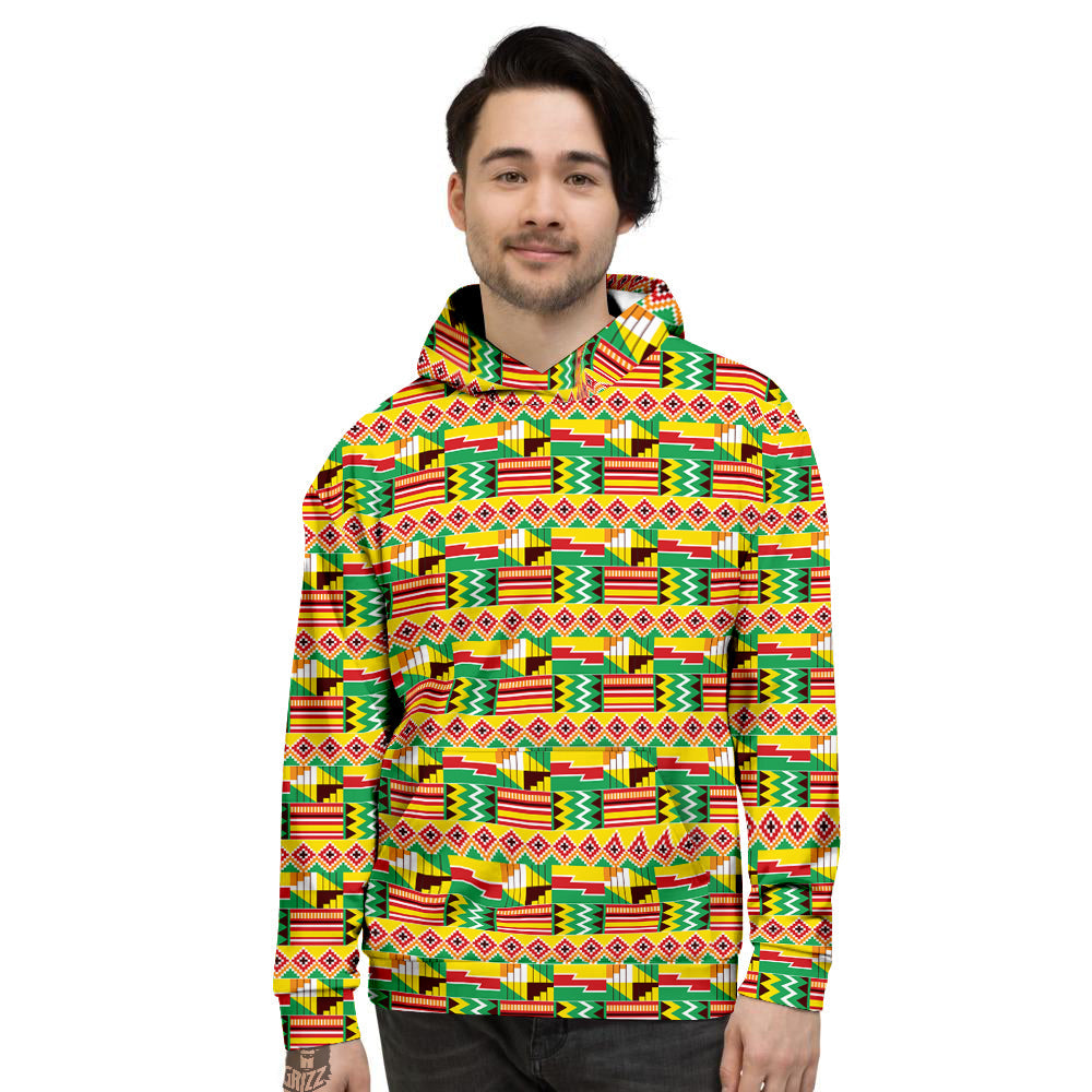 Kente Ashanti Print Pattern Men's Hoodie-grizzshop