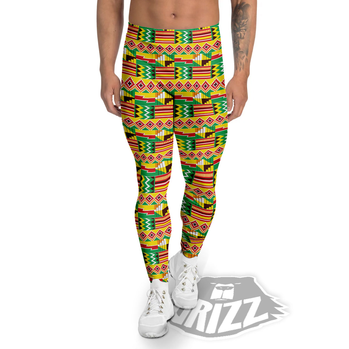 Kente Ashanti Print Pattern Men's Leggings-grizzshop