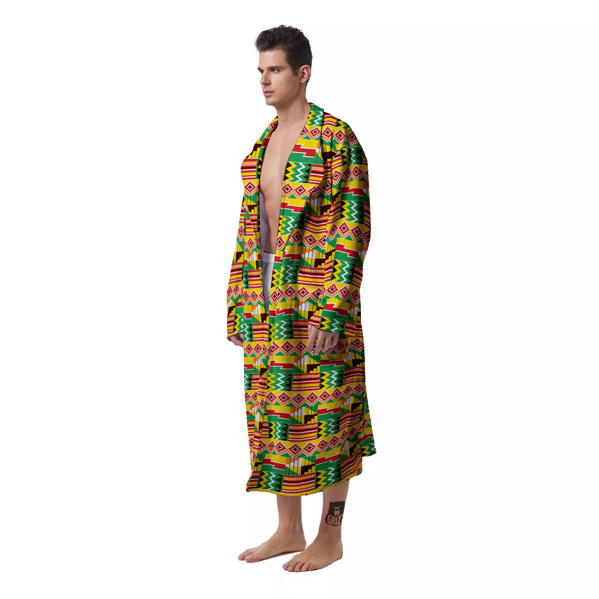 Kente Ashanti Print Pattern Men's Robe-grizzshop