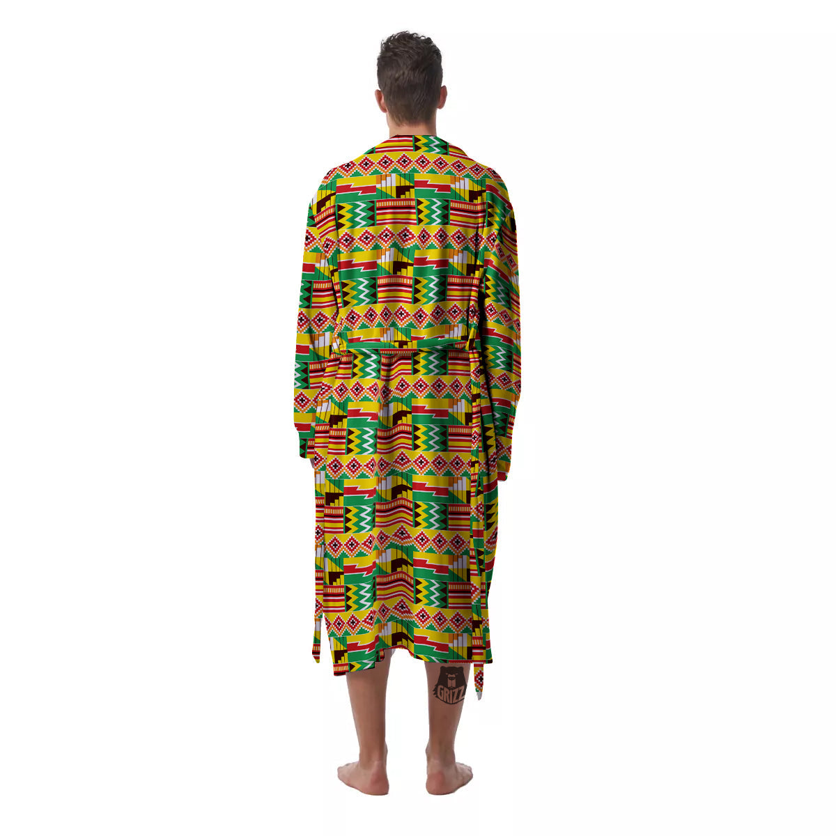 Kente Ashanti Print Pattern Men's Robe-grizzshop