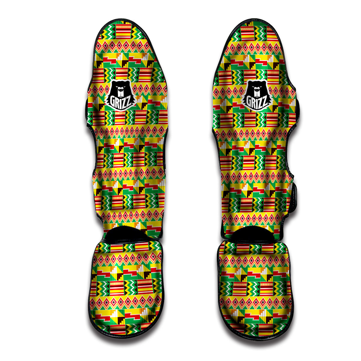 Kente Ashanti Print Pattern Muay Thai Shin Guards-grizzshop