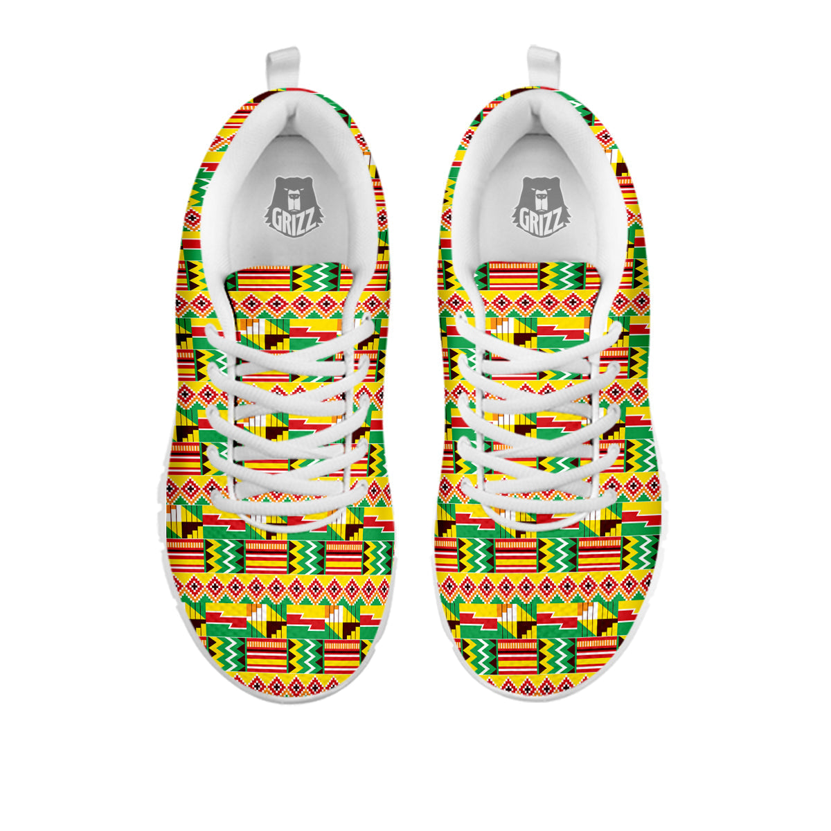 Kente Ashanti Print Pattern White Sneaker-grizzshop