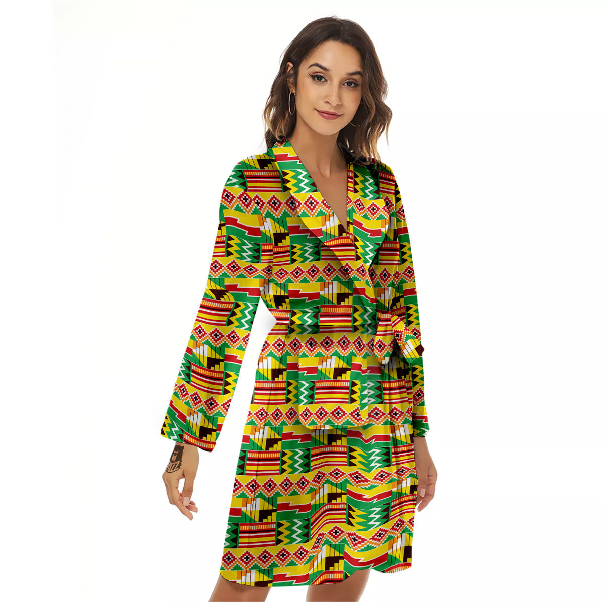 Kente Ashanti Print Pattern Women's Robe-grizzshop
