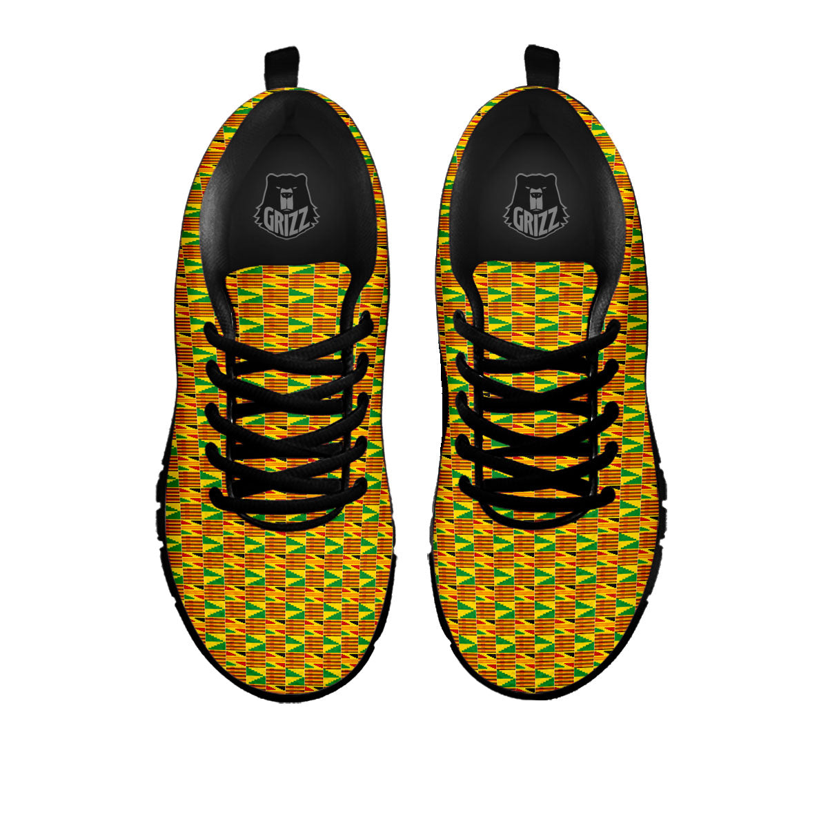 Kente Bonwire Print Pattern Black Sneaker-grizzshop