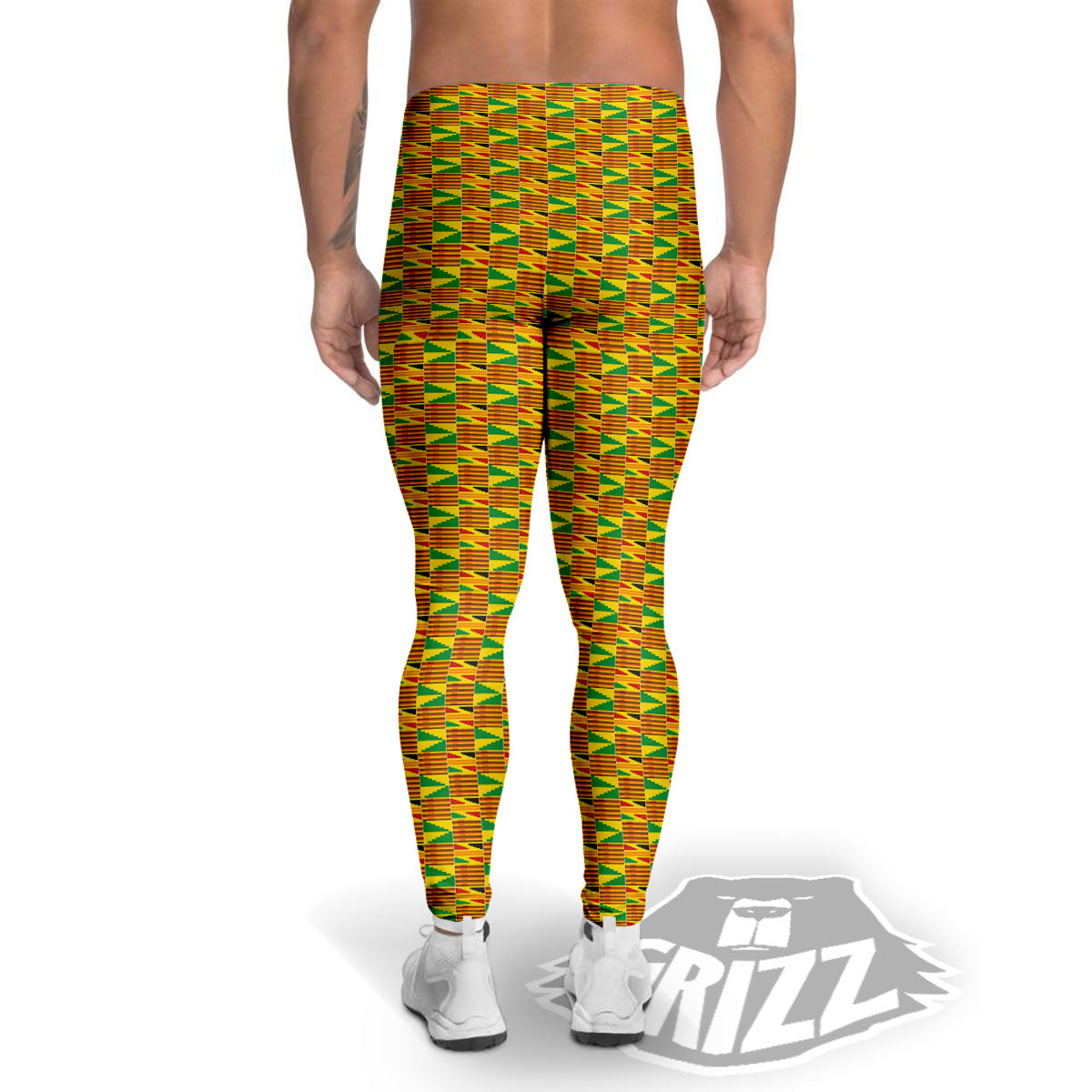 Kente Bonwire Print Pattern Men's Leggings-grizzshop
