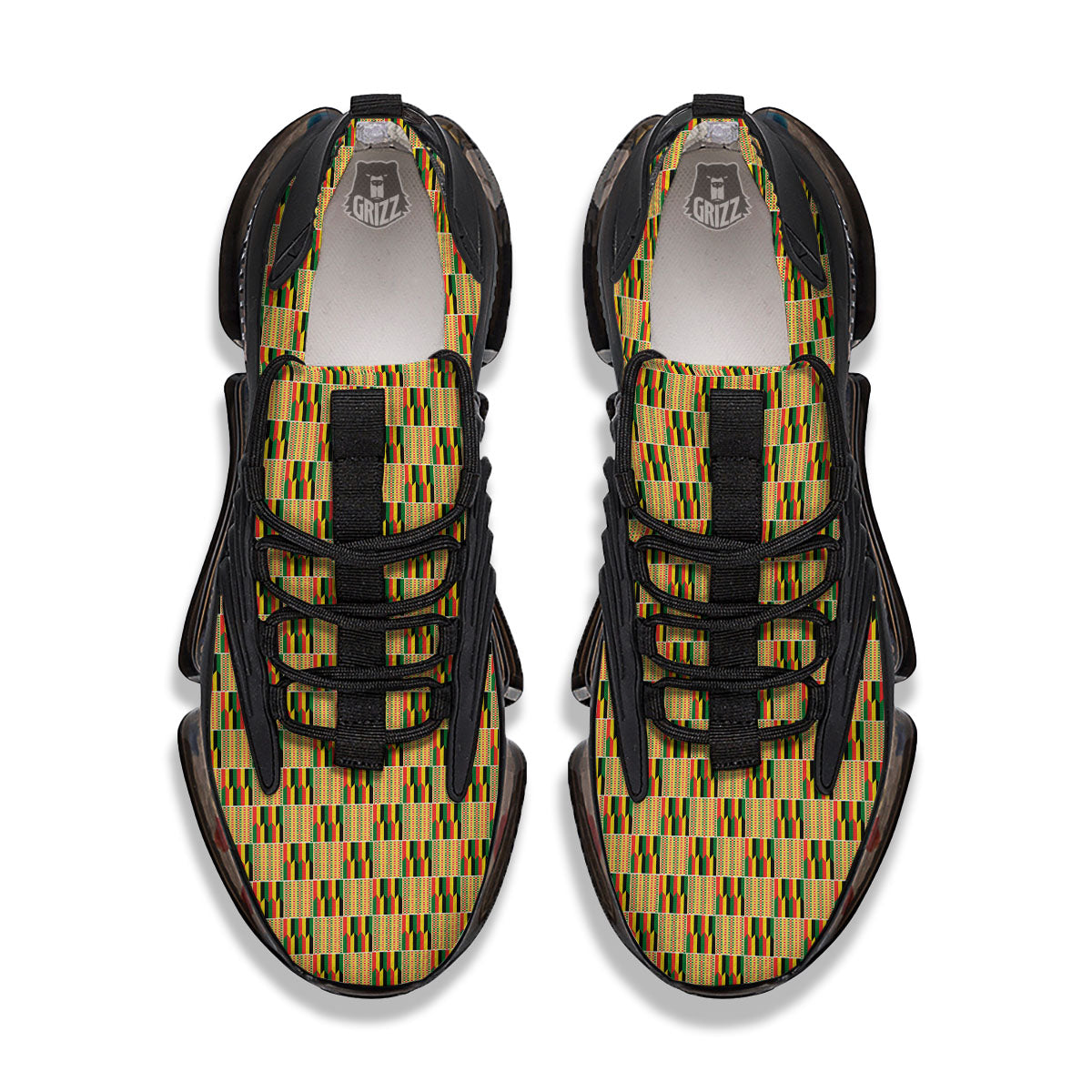Kente Ethnic Print Pattern Black Gym Shoes-grizzshop