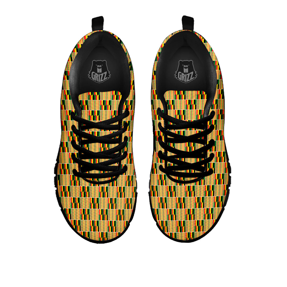 Kente Ethnic Print Pattern Black Sneaker-grizzshop