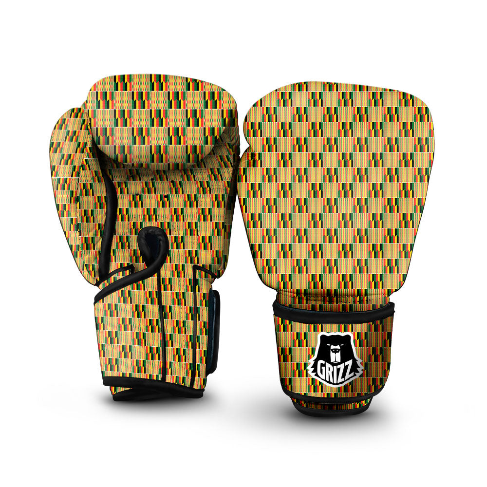 Kente Ethnic Print Pattern Boxing Gloves-grizzshop