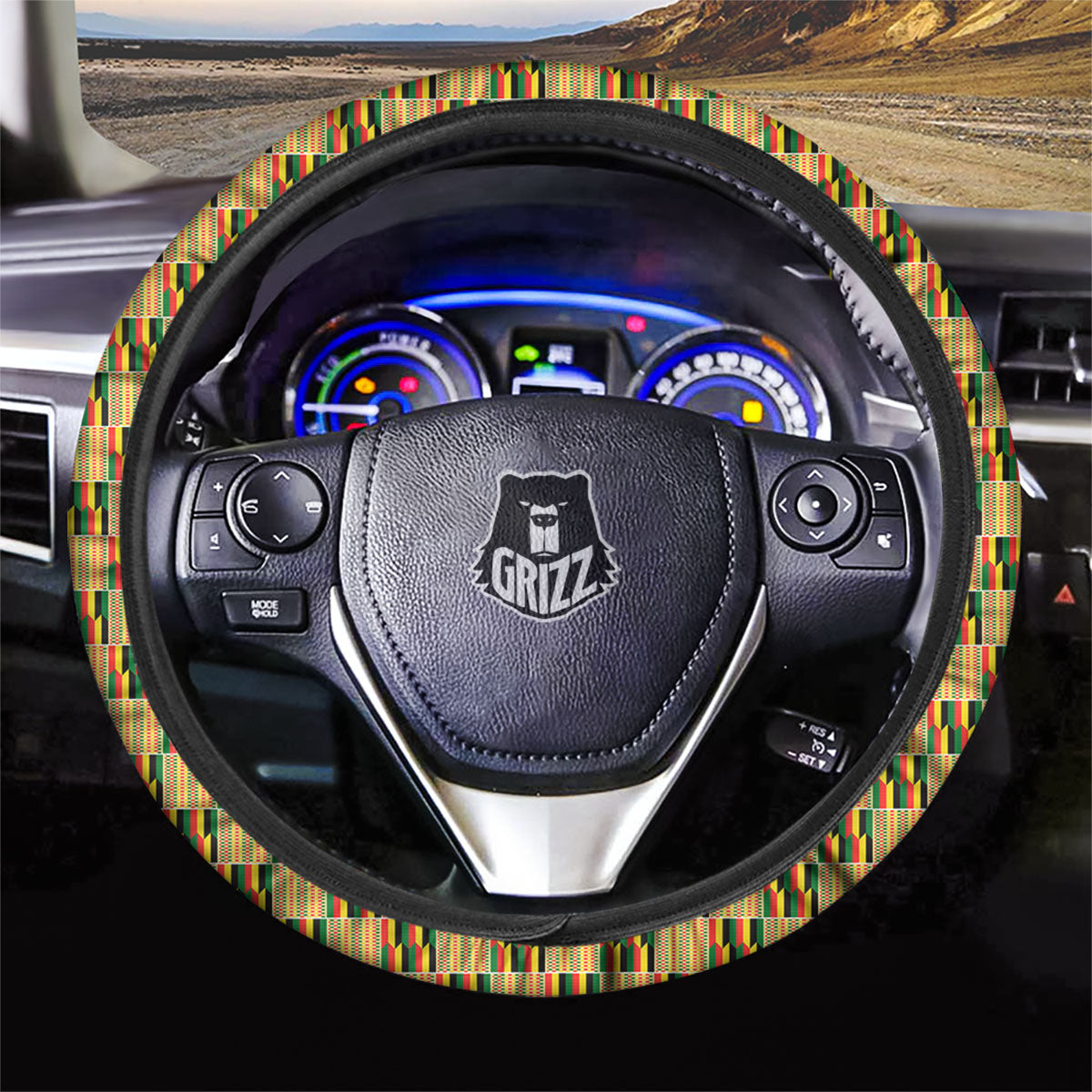 Kente Ethnic Print Pattern Car Steering Wheel Cover-grizzshop