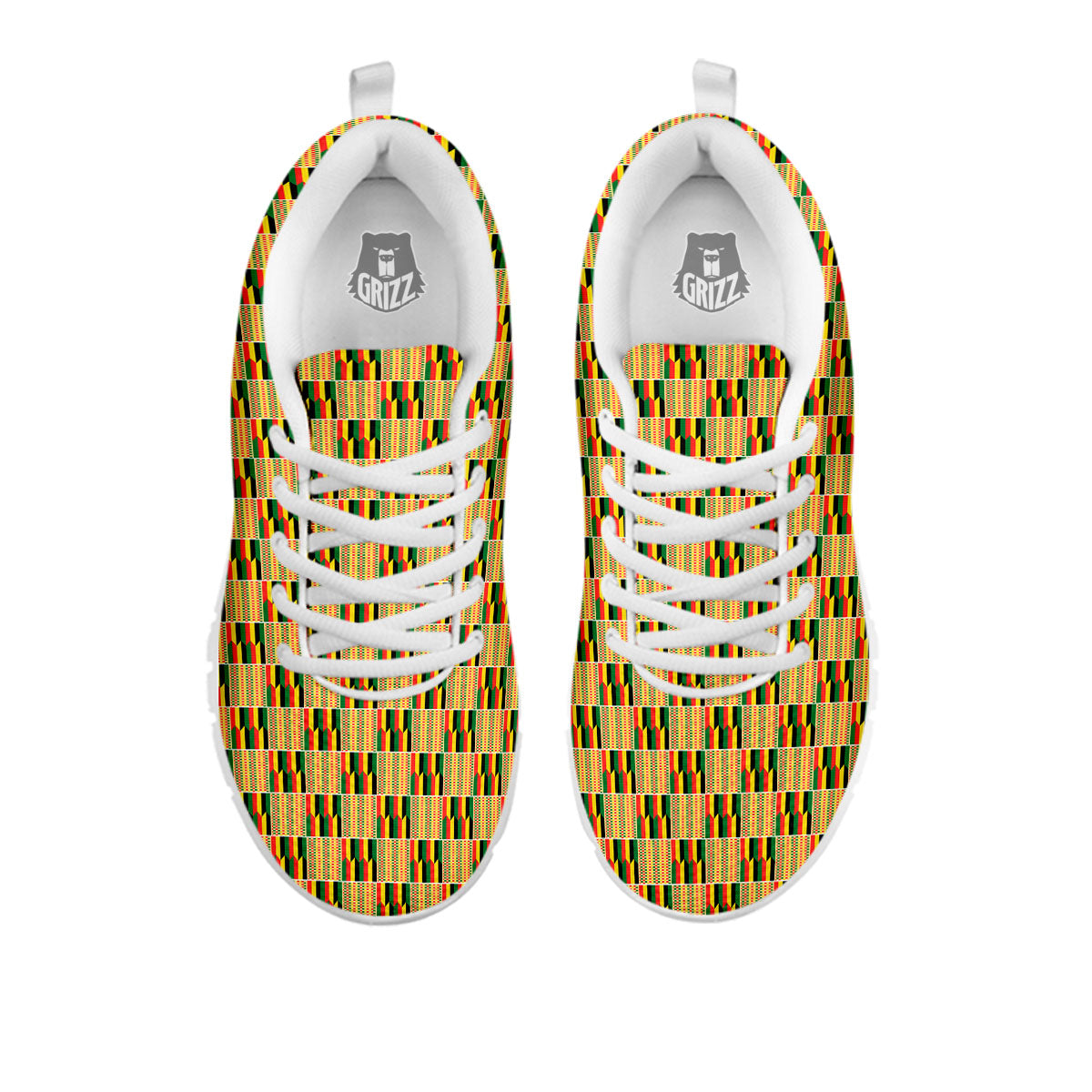 Kente Ethnic Print Pattern White Sneaker-grizzshop
