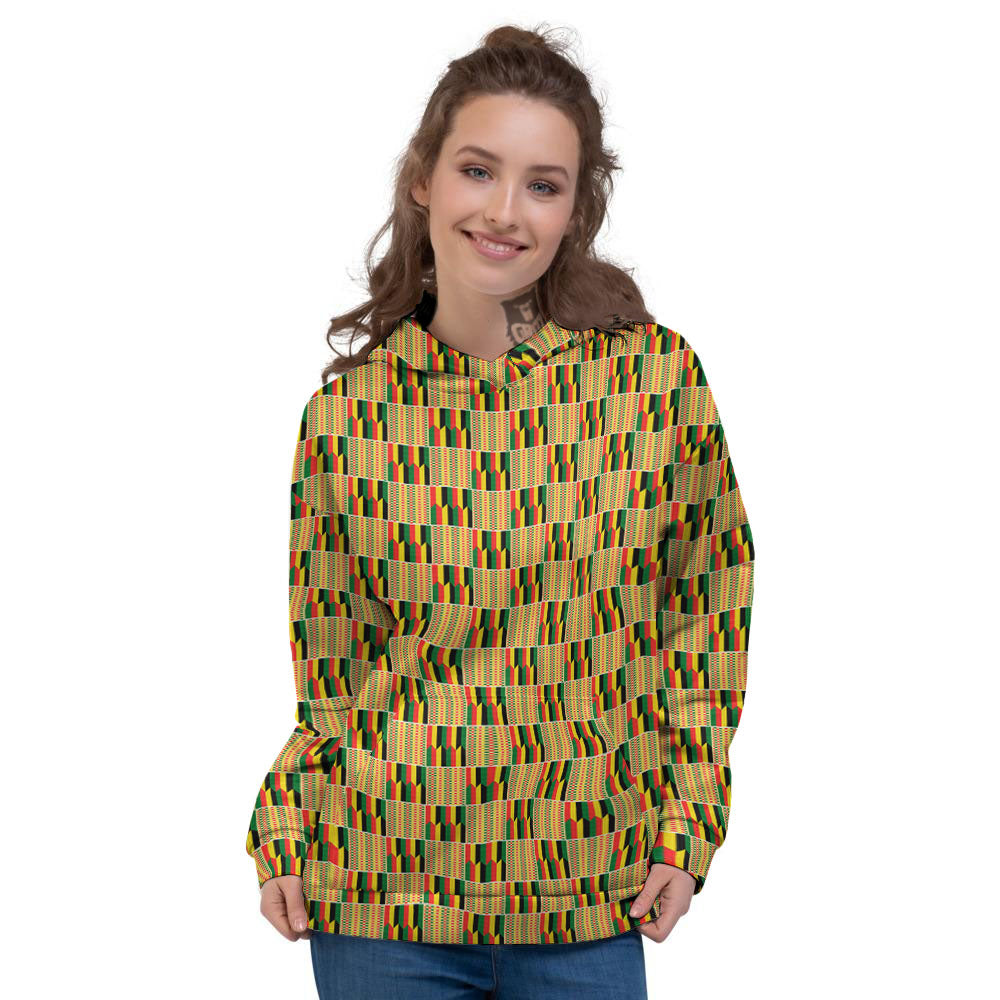 Kente Ethnic Print Pattern Women's Hoodie-grizzshop