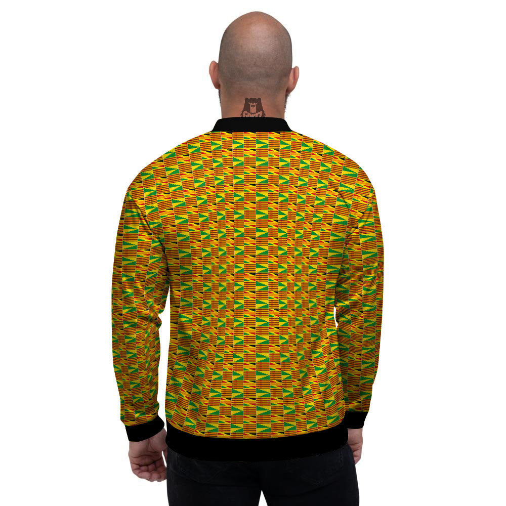 Kente Ghana Print Pattern Men's Bomber Jacket-grizzshop