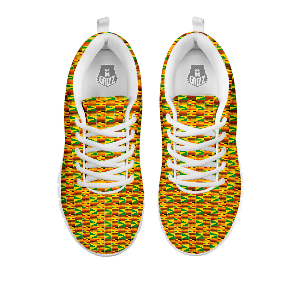 Kente Ghana Print Pattern White Sneaker-grizzshop