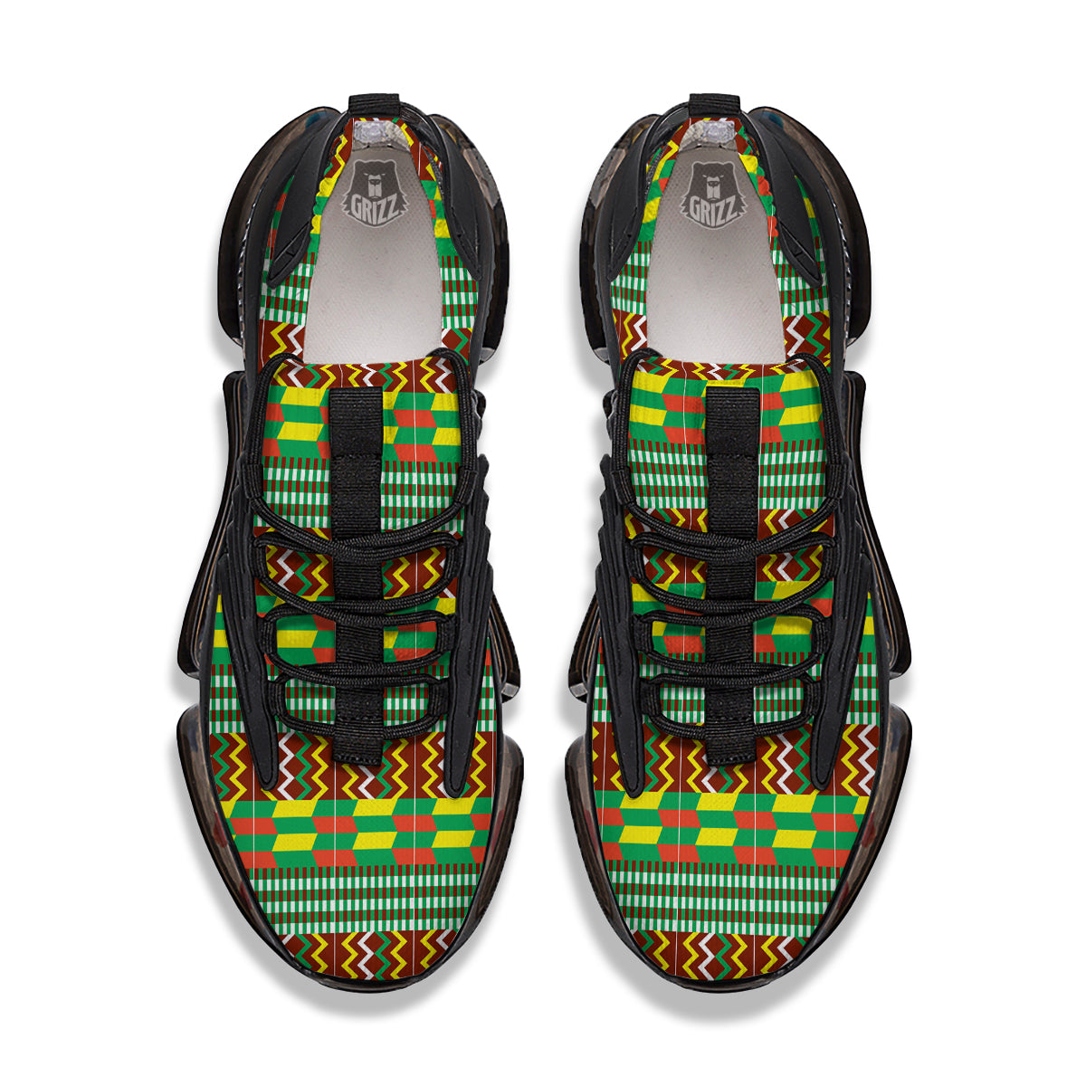 Kente Tribal West African Print Pattern Black Gym Shoes-grizzshop