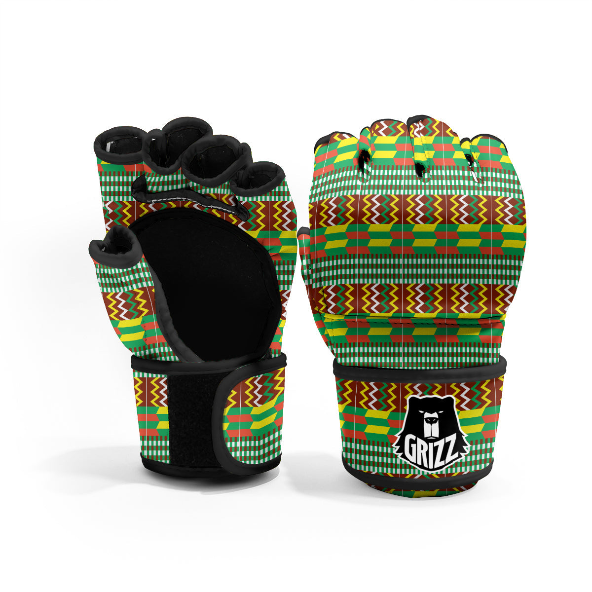Kente Tribal West African Print Pattern MMA Gloves-grizzshop