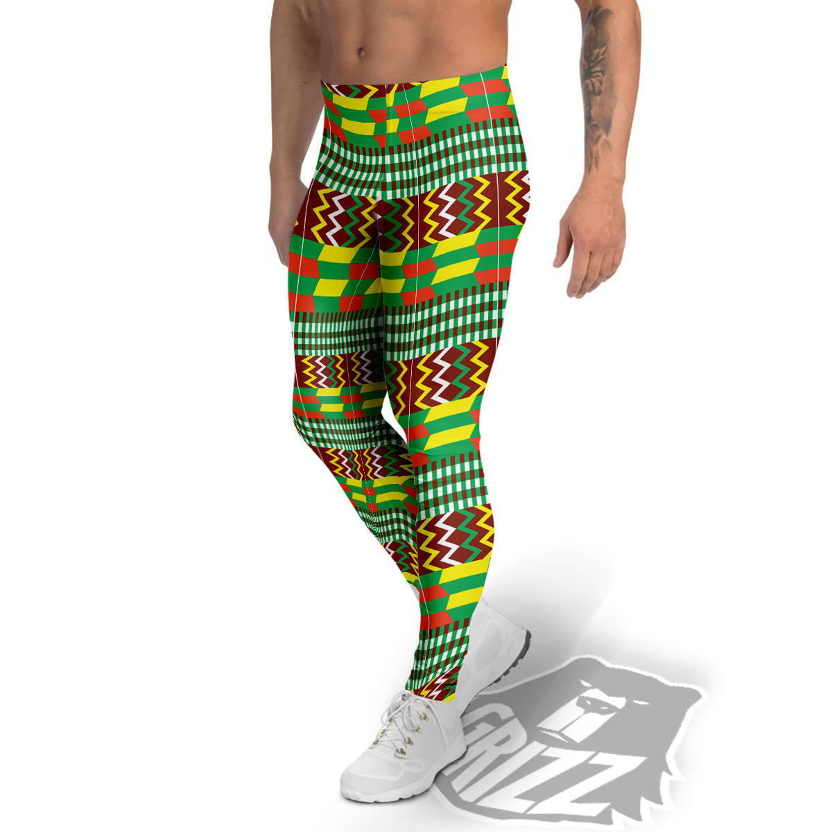 Kente Tribal West African Print Pattern Men's Leggings-grizzshop