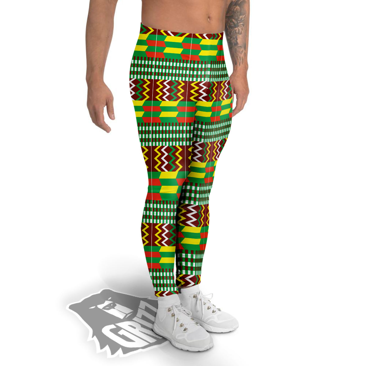 Kente Tribal West African Print Pattern Men's Leggings-grizzshop