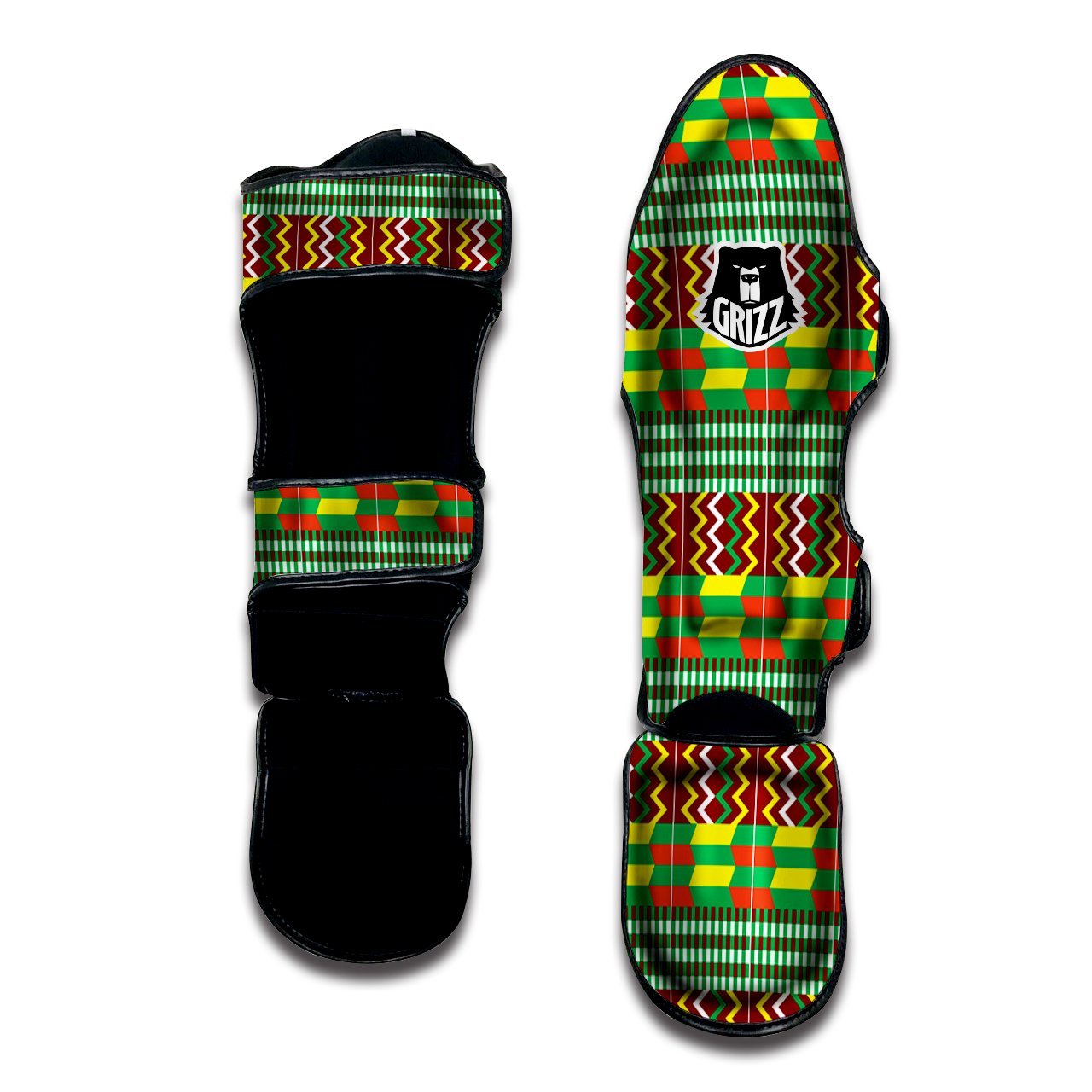 Kente Tribal West African Print Pattern Muay Thai Shin Guards-grizzshop