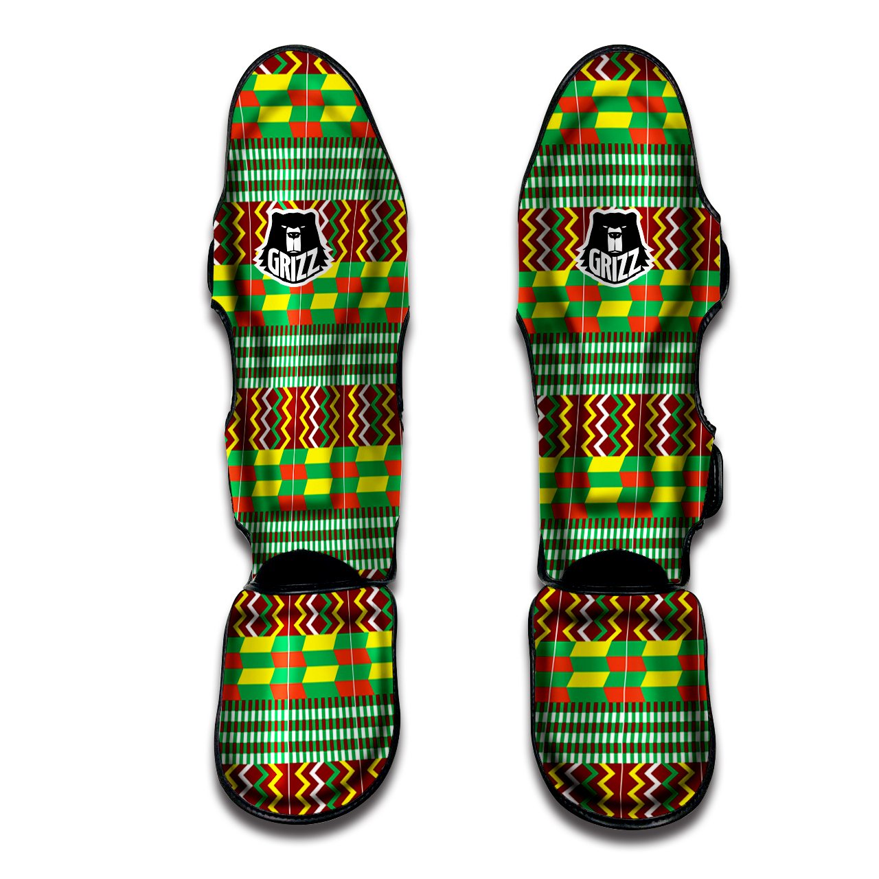 Kente Tribal West African Print Pattern Muay Thai Shin Guards-grizzshop