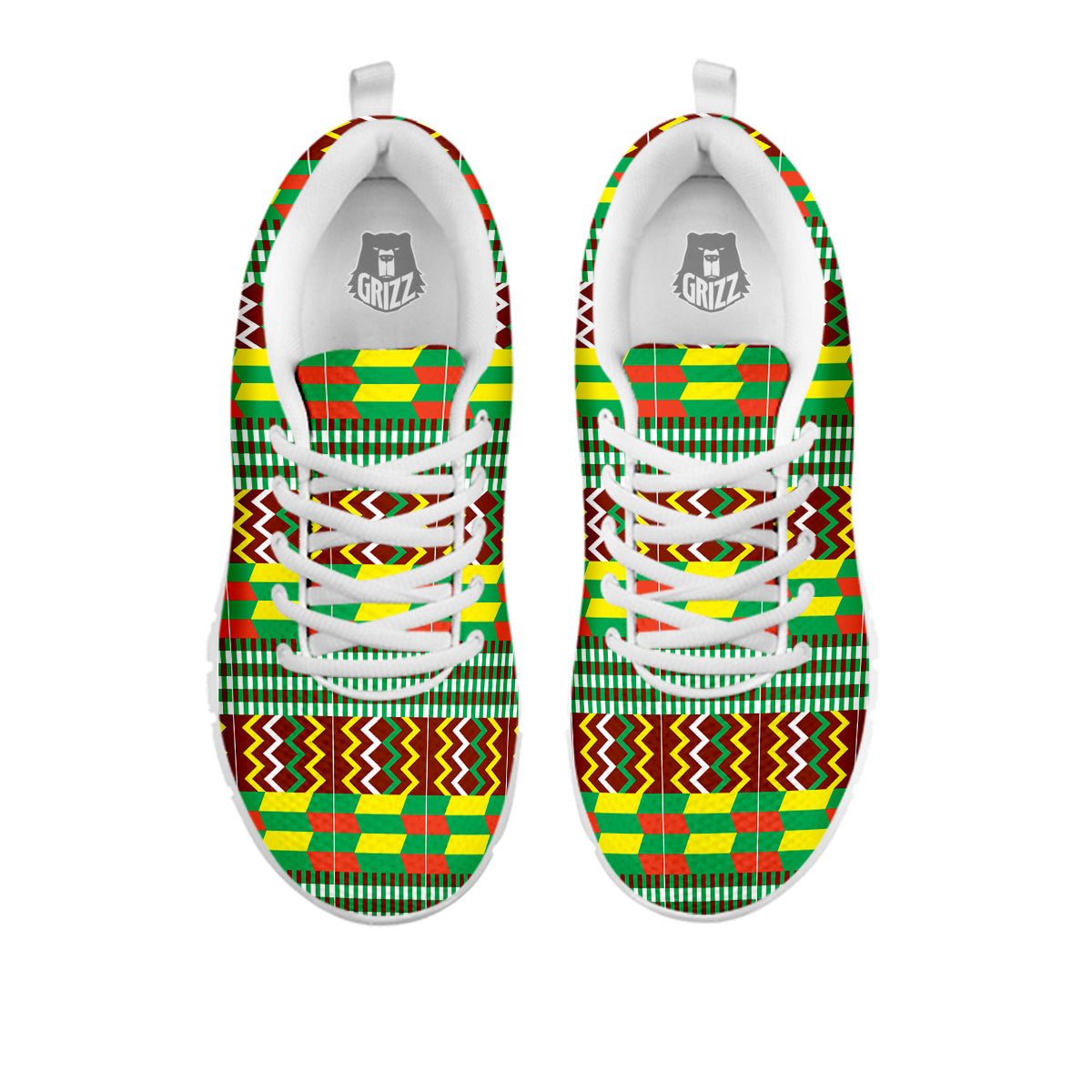 Kente Tribal West African Print Pattern White Sneaker-grizzshop