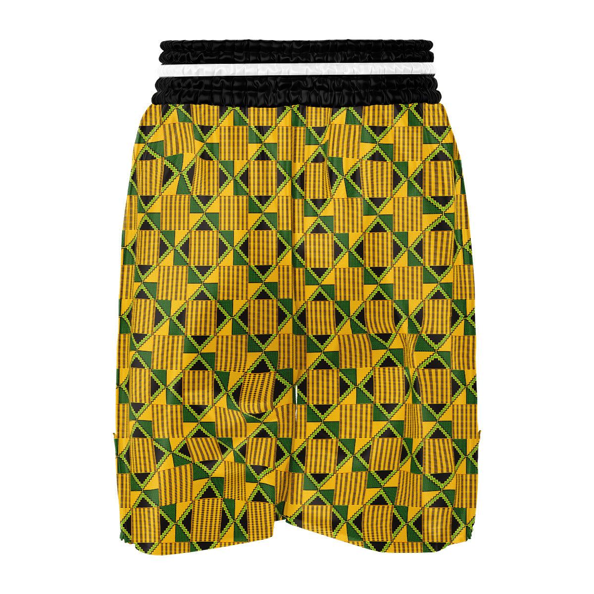Kente Yellow Print Pattern Boxing Shorts-grizzshop