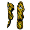 Kente Yellow Print Pattern Muay Thai Shin Guards-grizzshop