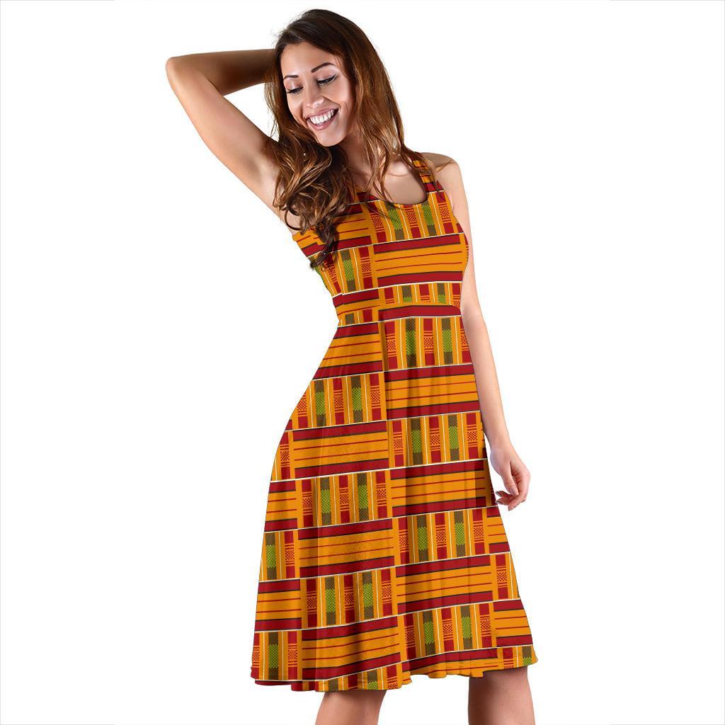 Kente African Print Pattern Dress-grizzshop