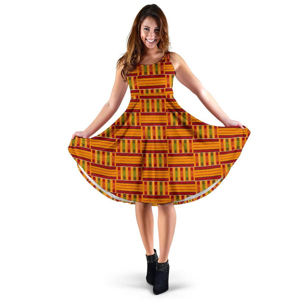 Kente African Print Pattern Dress-grizzshop