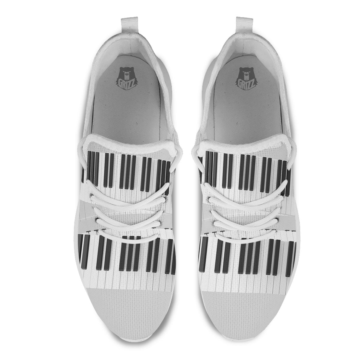 Keyboard Spiral Piano Print White Athletic Shoes-grizzshop