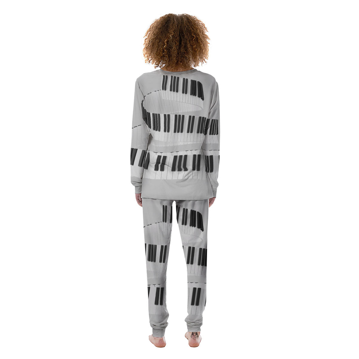 Keyboard Spiral Piano Print Women's Pajamas-grizzshop