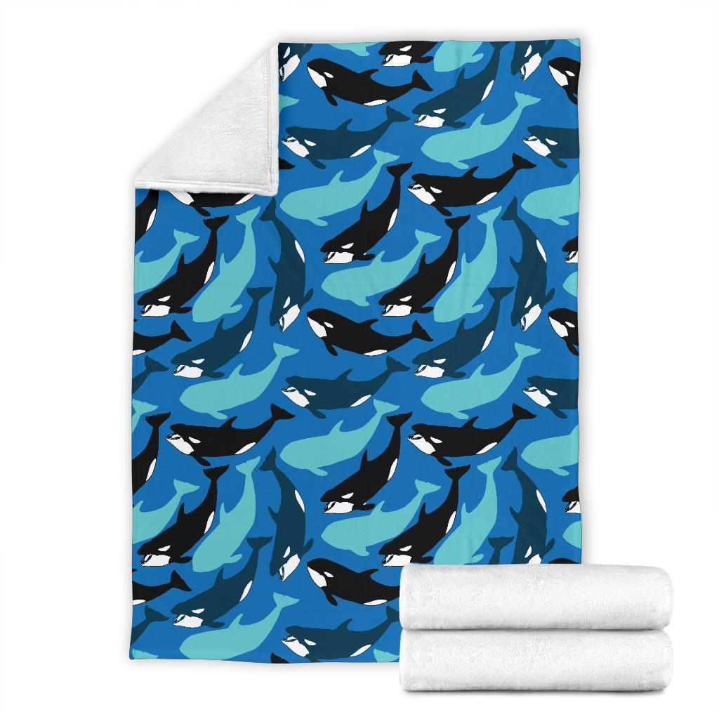 Killer Whale Orca Pattern Print Blanket-grizzshop