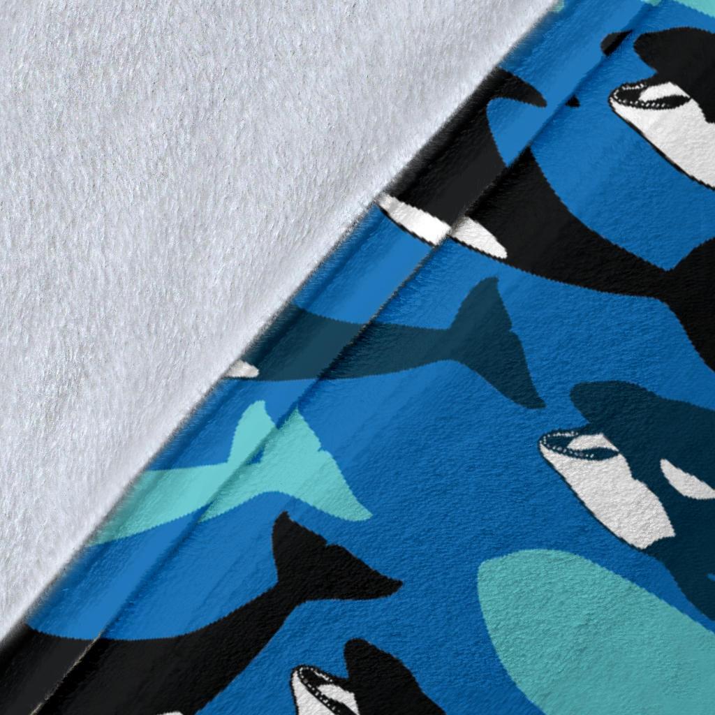 Killer Whale Orca Pattern Print Blanket-grizzshop