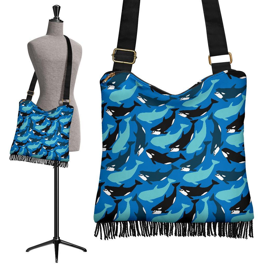 Killer Whale Orca Pattern Print Crossbody Bags-grizzshop