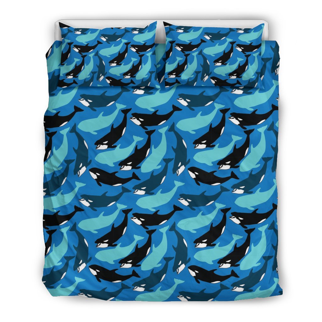 Killer Whale Orca Pattern Print Duvet Cover Bedding Set-grizzshop