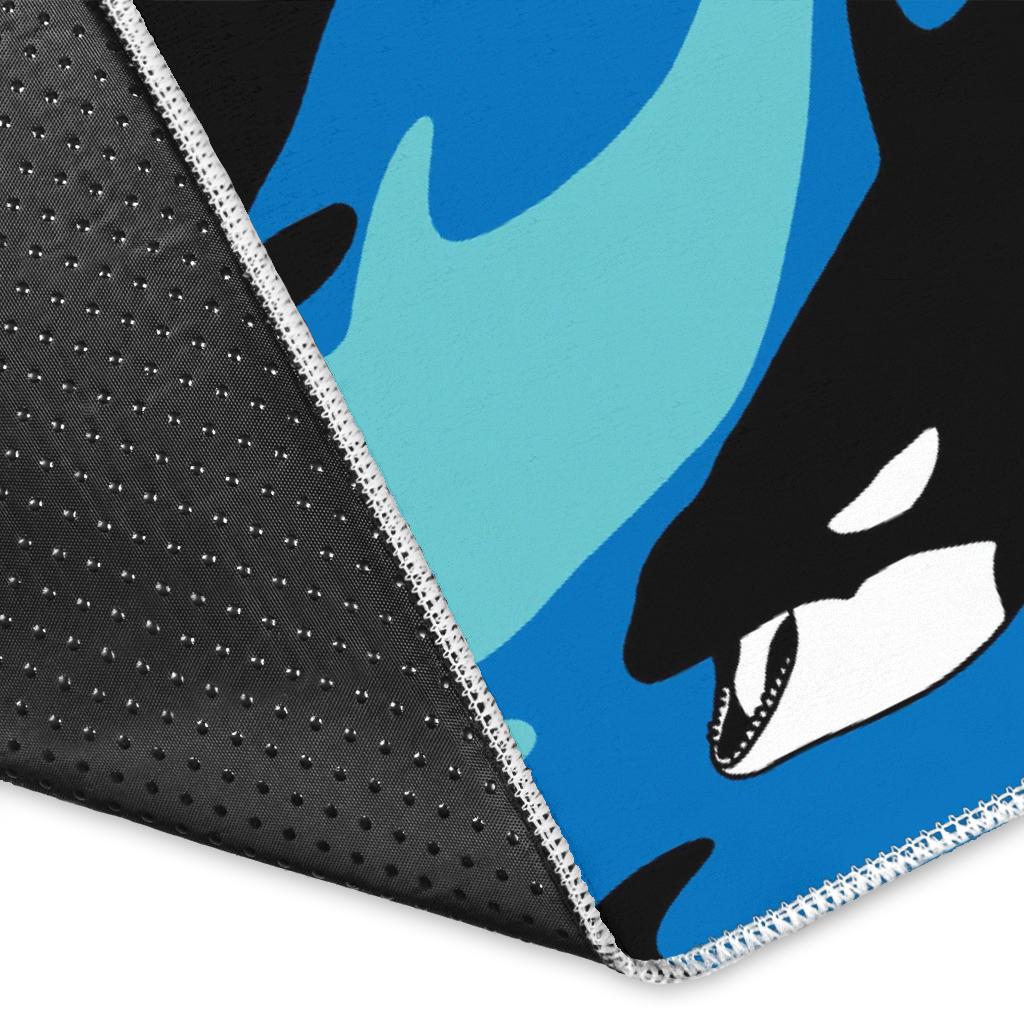 Killer Whale Orca Pattern Print Floor Mat-grizzshop